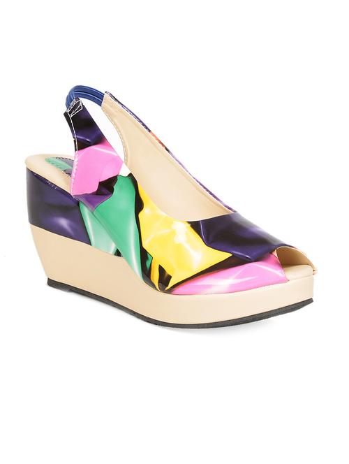 Graphic Printed Peep Toe Wedges - 963773 - Very Small Image - 1