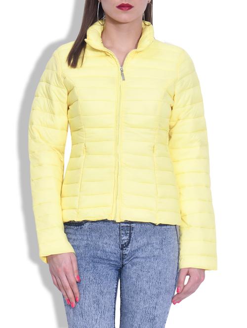 yellow full sleeved puffer jacket - 9640265 - Very Small Image - 1