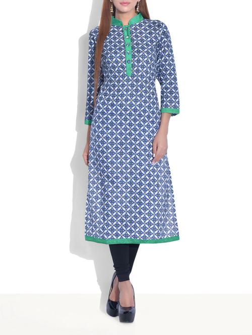 multicoloured cotton printed kurta - 9640438 - Very Small Image - 1