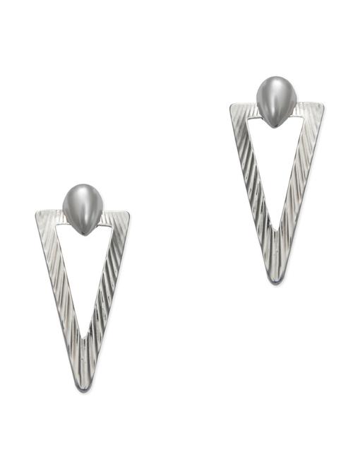 silver triangular shaped pearl earrings - 9640902 - Very Small Image - 1