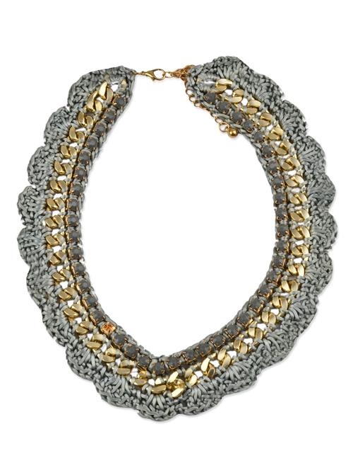 grey scalloped and braided necklace - 9640966 - Very Small Image - 1