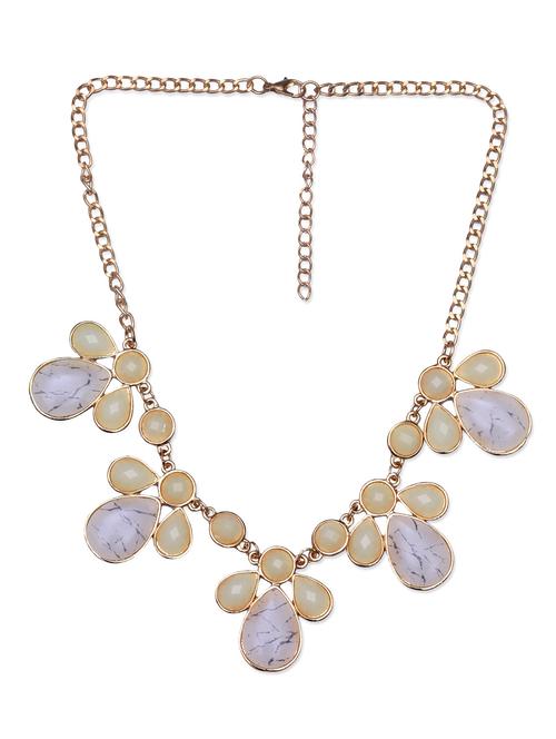 white drop shaped embellished statement necklace - 9640978 - Very Small Image - 1
