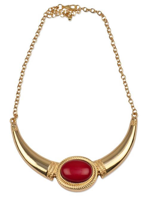 gold stone embellished tribal necklace - 9640996 - Very Small Image - 1