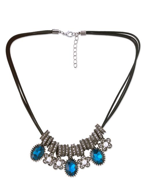blue and silver rings and charm embellished necklace - 9641008 - Very Small Image - 1