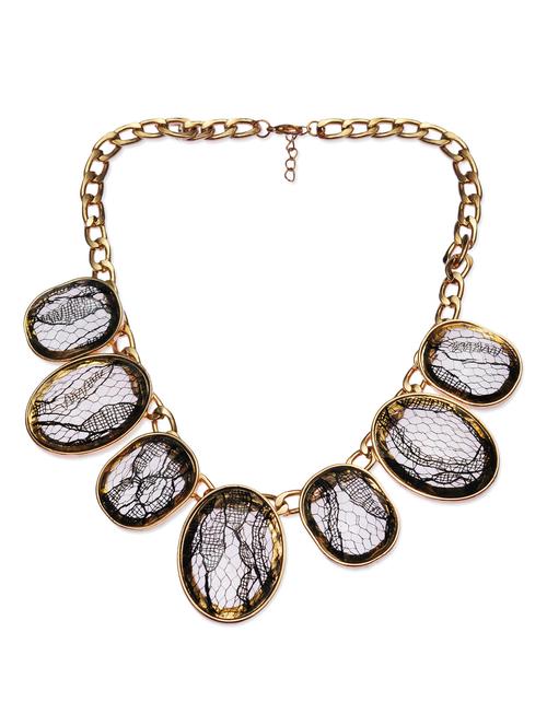 black textured stones embellished necklace - 9641018 - Very Small Image - 1