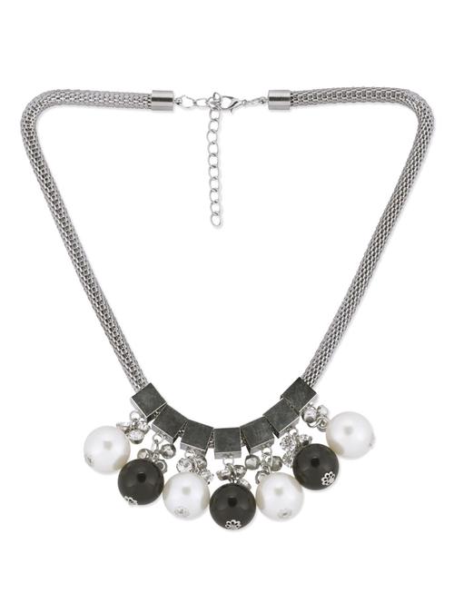 silver and black embellished dangler necklace - 9641034 - Very Small Image - 1
