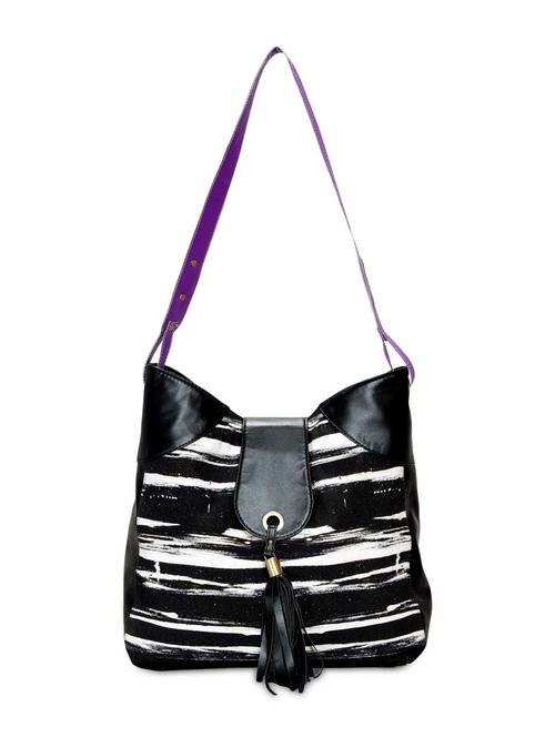 monochromatic printed cotton canvas shoulder bag - 9641573 - Very Small Image - 1