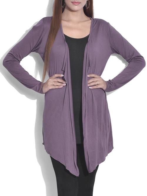 dark mauve knitted cotton shrug - 9643633 - Very Small Image - 1
