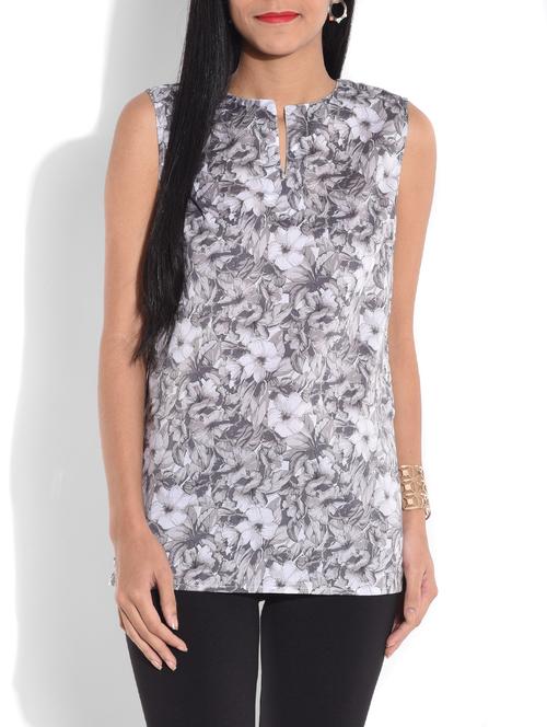 grey floral printed cotton top - 9644174 - Very Small Image - 1