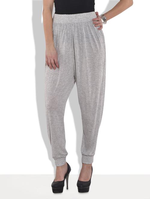 solid grey viscose lycra knit loose leggings - 9644217 - Very Small Image - 1