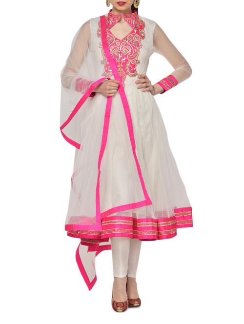 white anarkali suit set - 964480 - Very Small Image - 1
