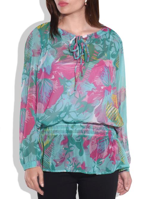 multicolored full sleeved floral top - 9646301 - Very Small Image - 1