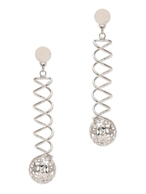 silver metal drop earrings with cutwork - 9646610 - Very Small Image - 1
