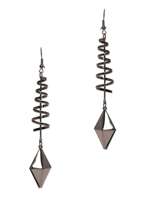 black metal drop earrings - 9646810 - Very Small Image - 1
