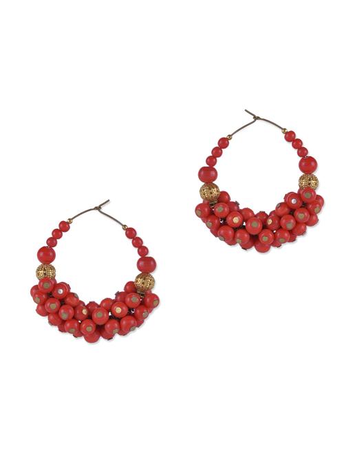 red multi beaded hoop earrings - 9647550 - Very Small Image - 1