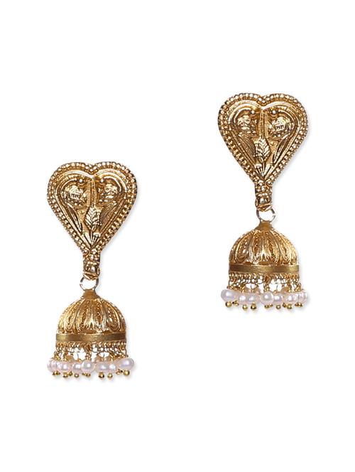 double tone sterling silver earrings with cutwork - 9648419 - Very Small Image - 1