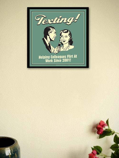 texting! helping .. framed - wall poster - 964900 - Very Small Image - 1