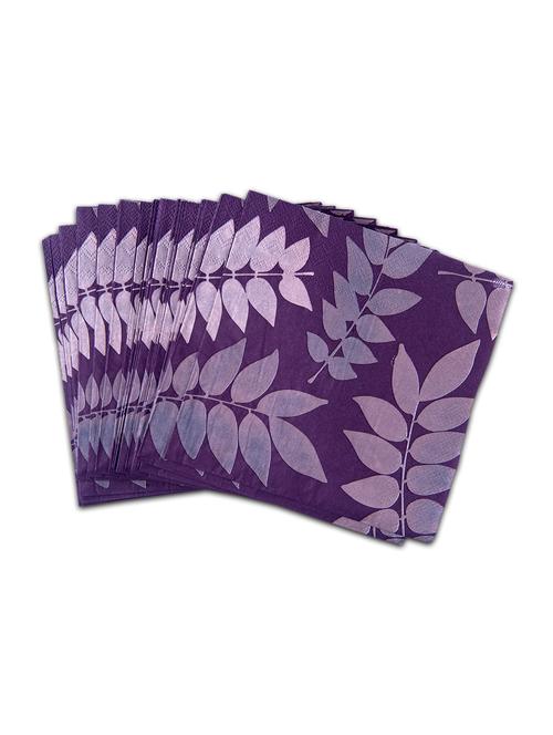 set of 20 purple leaf printed paper napkins - 9649220 - Very Small Image - 1