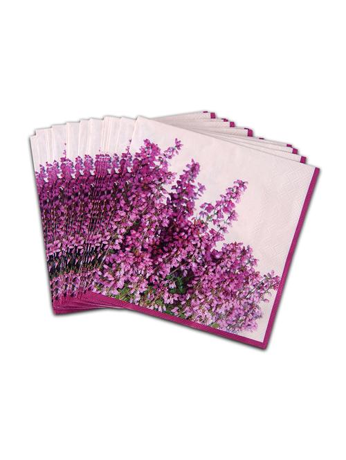 set of 20 white and purple printed paper napkins - 9649221 - Very Small Image - 1