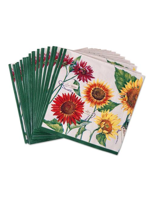 set of 20 white floral printed paper napkins - 9649232 - Very Small Image - 1