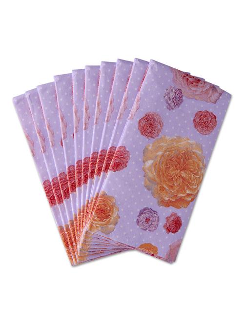 set of 10 mauve floral printed paper napkins - 9649236 - Very Small Image - 1