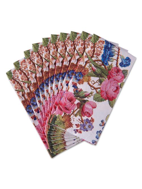set of 10 white floral printed paper napkins - 9649241 - Very Small Image - 1