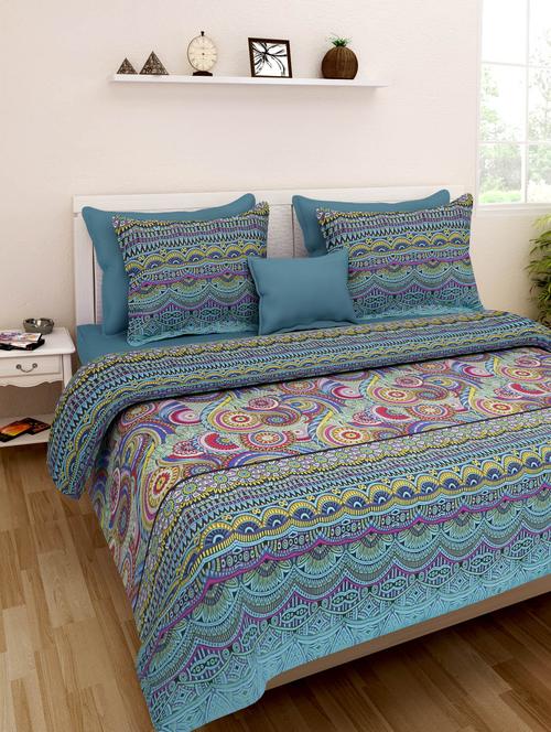 printed double bedsheet with 2 pillow covers - 9651247 - Very Small Image - 1