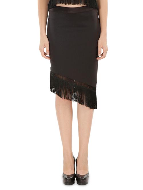 solid black skirt with fringes - 9651551 - Very Small Image - 1