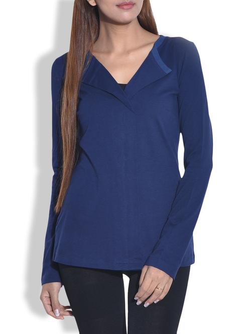 lapel neck long sleeved top - 9652865 - Very Small Image - 1