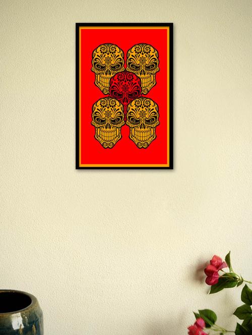 abstract - five skull red framed poster - 965293 - Very Small Image - 1