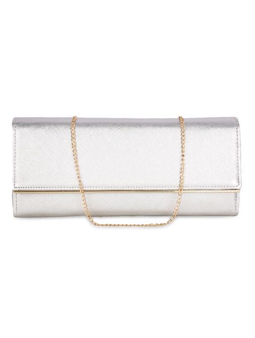 silver leatherette sling clutch - 9653845 - Very Small Image - 1