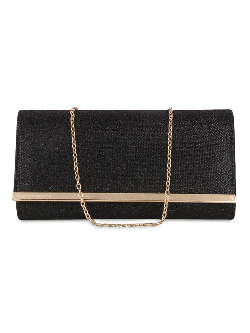 solid black leatherette textured clutch - 9653851 - Very Small Image - 1