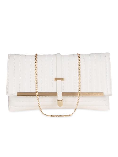 solid white leatherette textured clutch - 9653857 - Very Small Image - 1