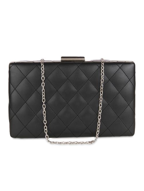 black leatherette textured box clutch - 9653872 - Very Small Image - 1