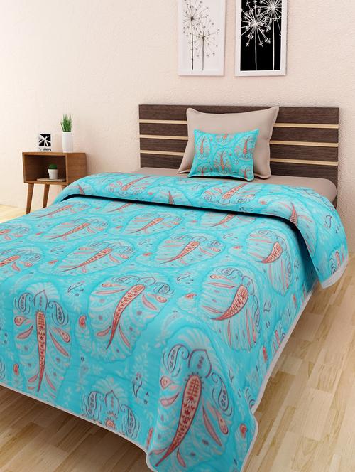 turquoise printed cotton quilt - 9653972 - Very Small Image - 1