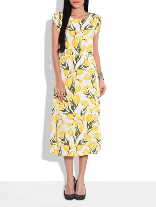 the vanca yellow floral print midi dress - 9654053 - Very Small Image - 1