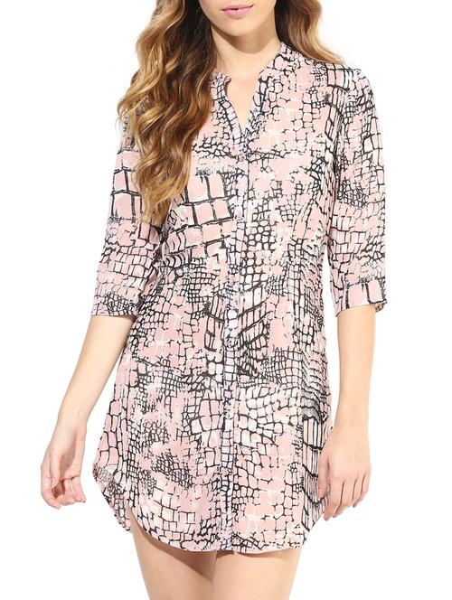 the vanca light pink crocodile print shirt dress - 9654127 - Very Small Image - 1