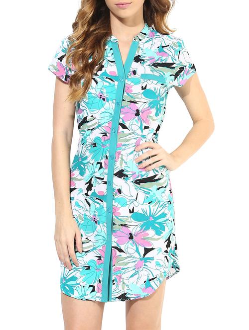 the vanca sky blue floral print shirt dress - 9654144 - Very Small Image - 1