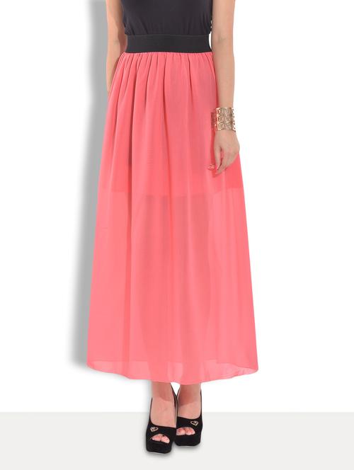 peach flared chiffon maxi skirt - 9655371 - Very Small Image - 1