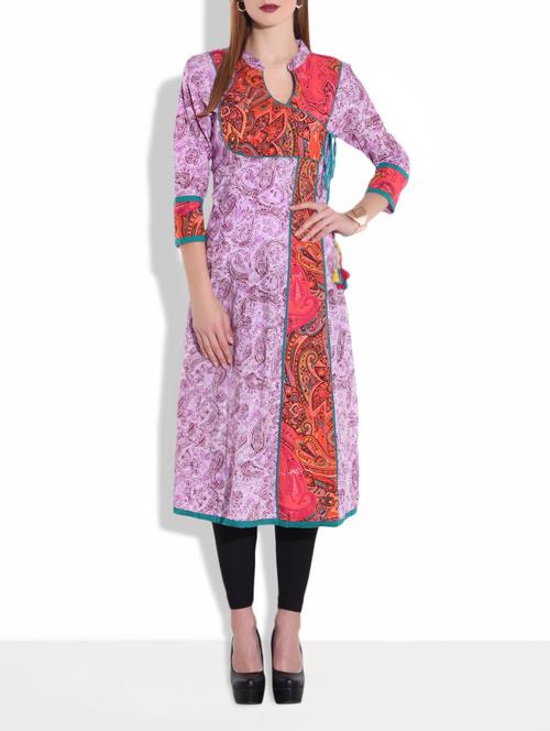 multicolored paisley printed cotton anarkali kurta - 9655674 - Very Small Image - 1
