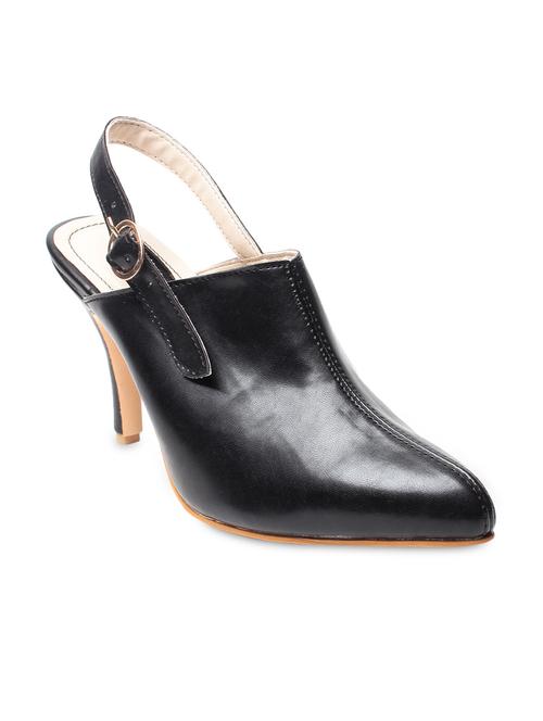 black plain pointed-toe kitten heel pumps - 9656246 - Very Small Image - 1