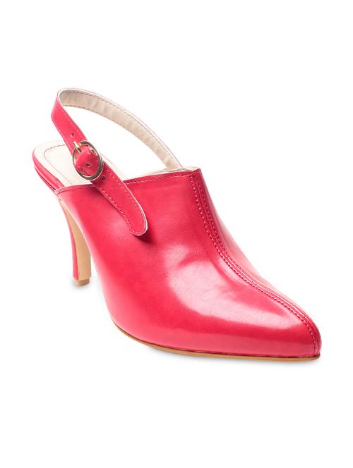 red plain pointed-toe kitten heel pumps - 9656248 - Very Small Image - 1