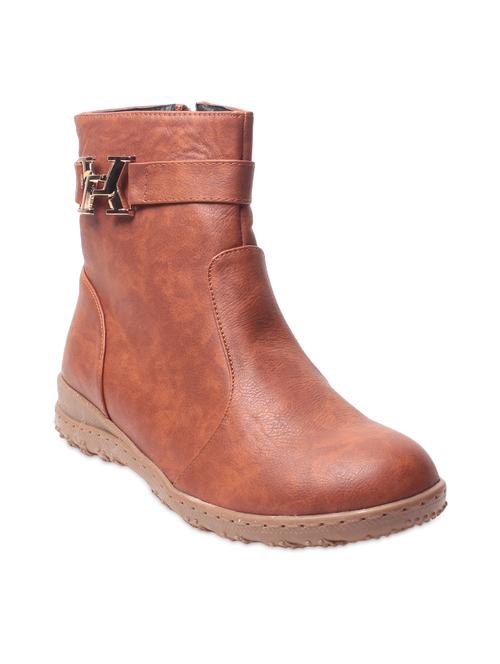 brown plain round toed boots - 9656334 - Very Small Image - 1