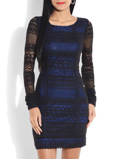 blue and black laced dress - 9656790 - Very Small Image - 1