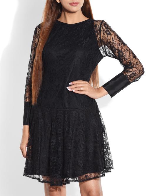 solid black laced dress - 9656819 - Very Small Image - 1