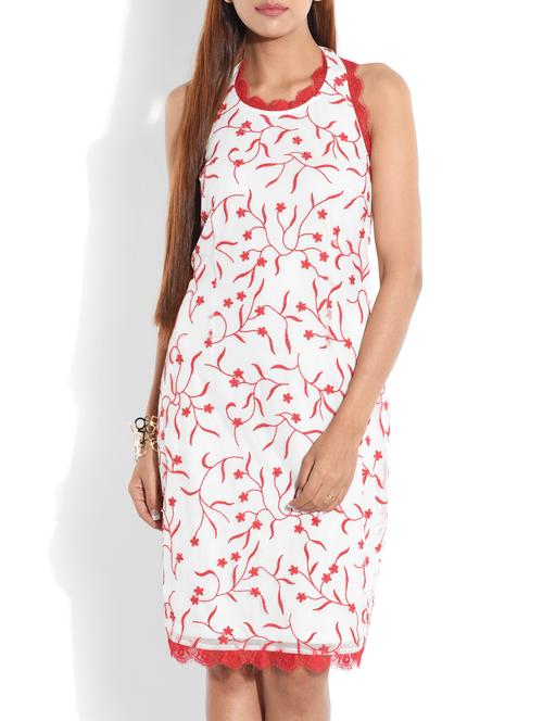red and white net dress - 9656837 - Very Small Image - 1