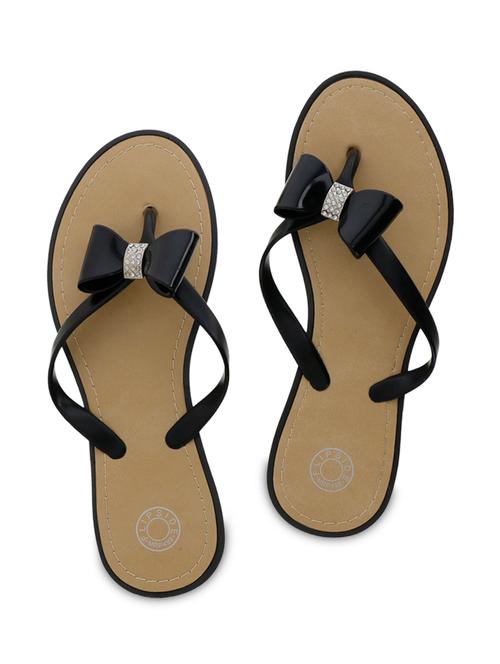 black leatherette flip flops - 9656849 - Very Small Image - 1