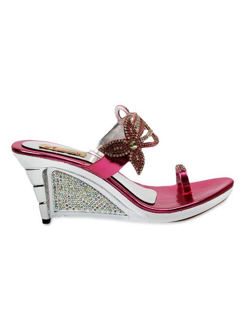 pink leatherette wedges - 9656895 - Very Small Image - 1