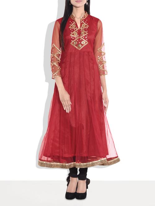 orange polynet kurti - 9657143 - Very Small Image - 1