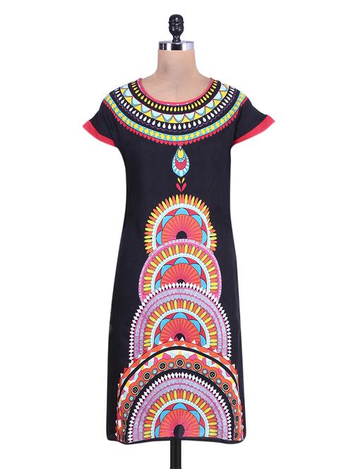 Black printed rayon kurta - 9657399 - Very Small Image - 1